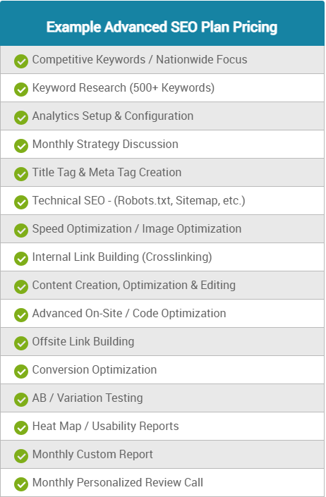 Advanced SEO Plan Pricing for KRT Networks